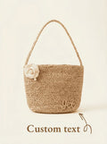 Camellia Straw Vacation Beach Bag - STRAWAURA