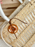 Cream Toast Straw Vacation Beach Bag - STRAWAURA