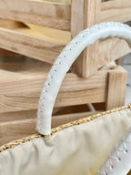 Cream Toast Straw Vacation Beach Bag - STRAWAURA