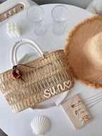 Cream Toast Straw Vacation Beach Bag - STRAWAURA