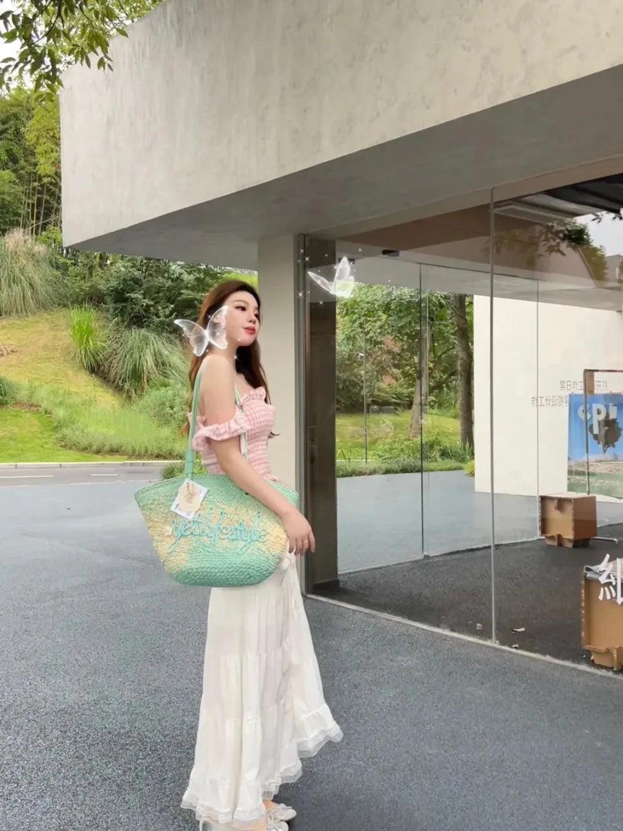 Mint Mambo Straw Tote - STRAWAURA