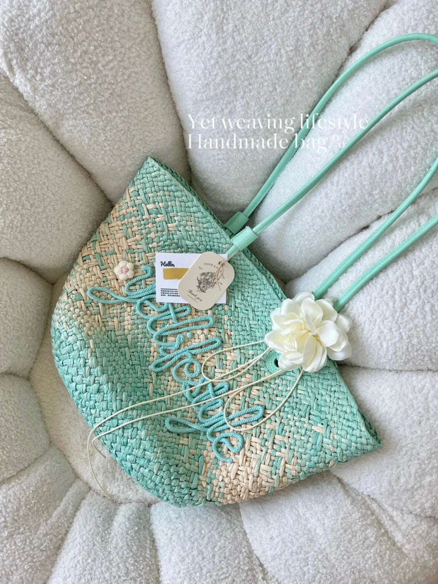 Mint Mambo Straw Tote - STRAWAURA