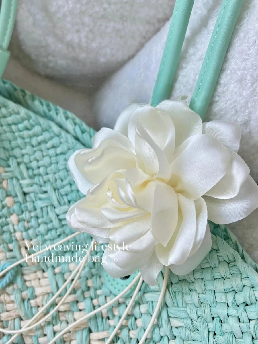 Mint Mambo Straw Tote - STRAWAURA