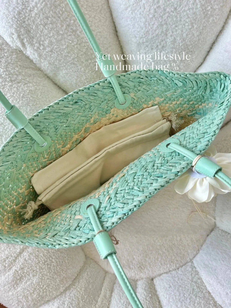 Mint Mambo Straw Tote - STRAWAURA