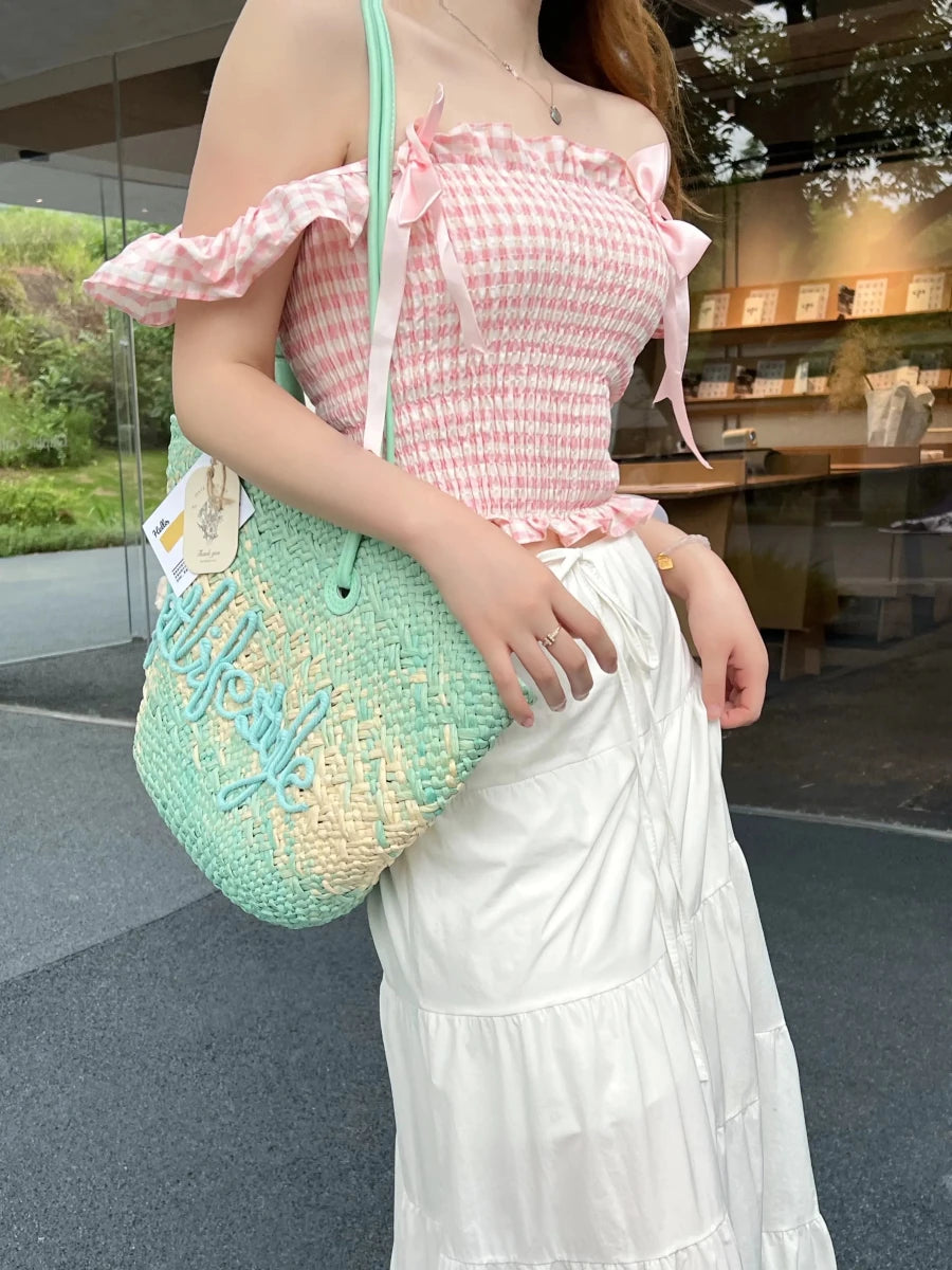 Mint Mambo Straw Tote - STRAWAURA